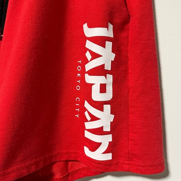 Romwe Men’s Red “Japan Tokyo City” Graphic Shorts Size S Casual Streetwear - Picture 8 of 11
